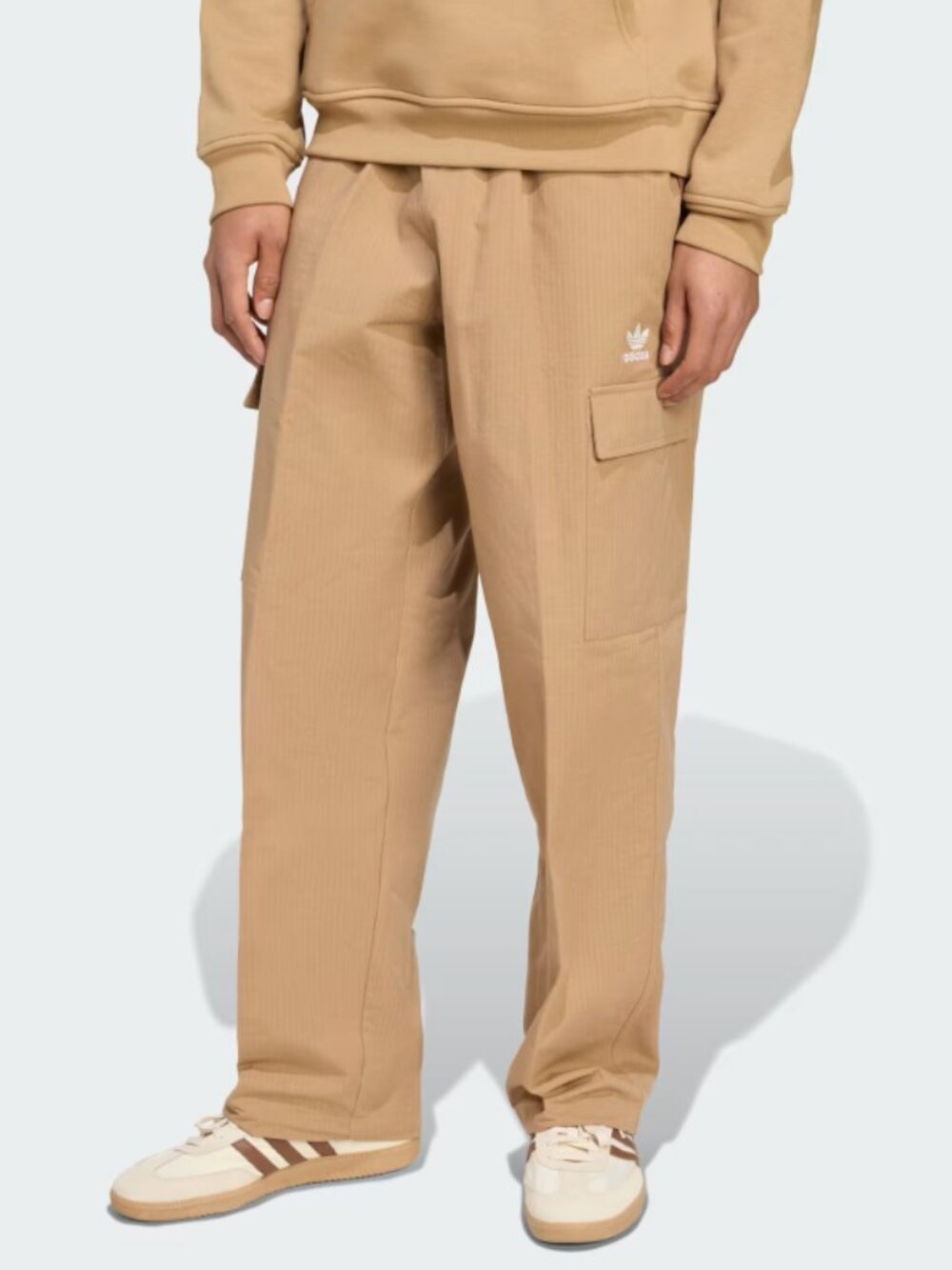 NWT Adidas Trefoil Essentials Woven Cargo Pants Ripstop Khaki Mens Large